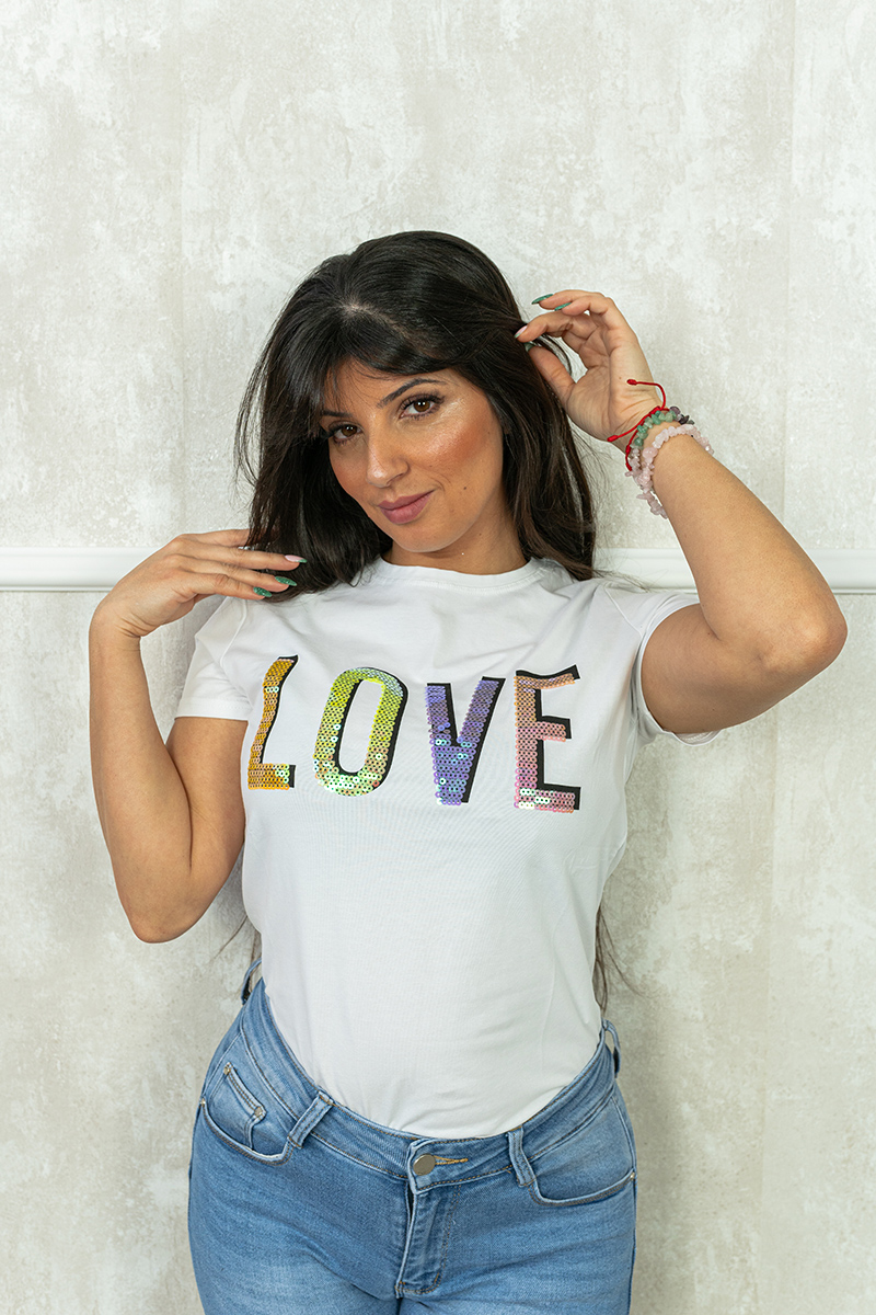 Camiseta Love Lentejuelas Colores