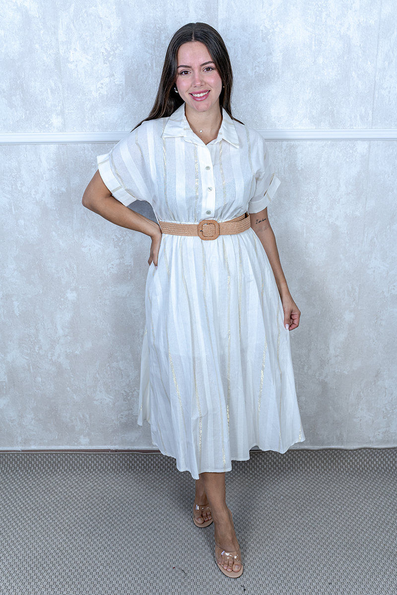 Vestido Largo Franjas Doradas